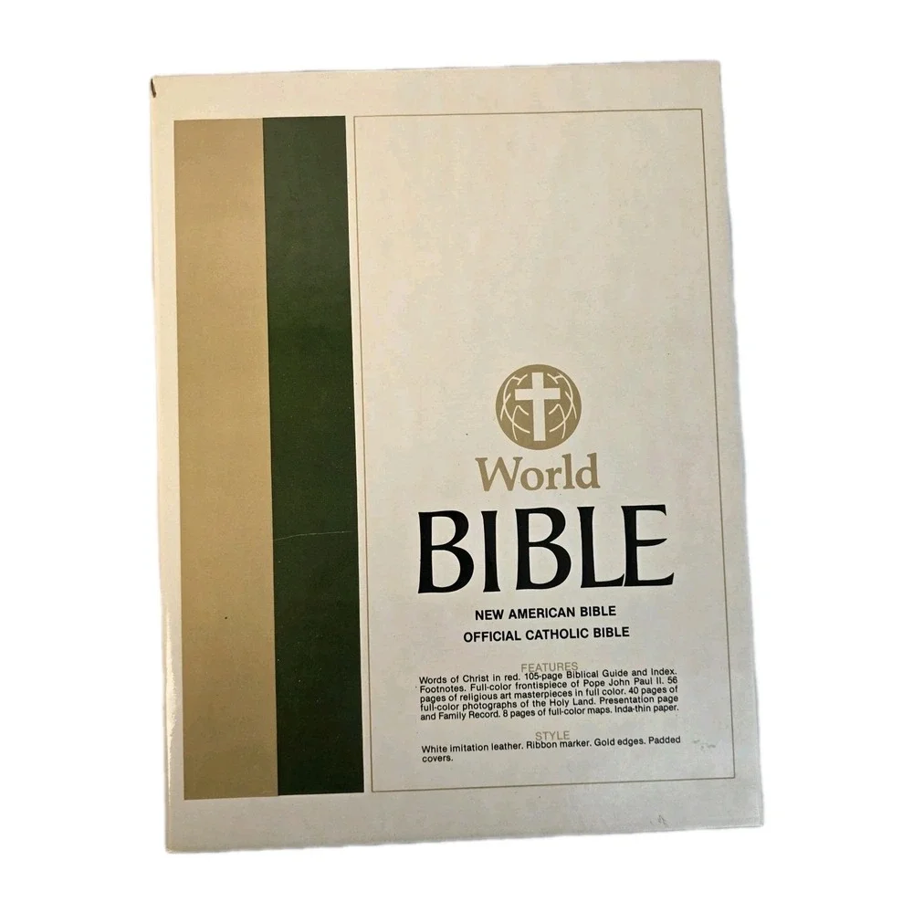 New American Bible Catholic Family Ed. White Padded Gold Edges NEW In‎ Box 1977